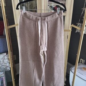 Women's Wide Leg Knit Pants in Tan